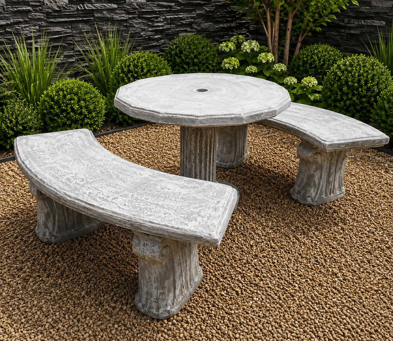 Modern Cement Bench Set