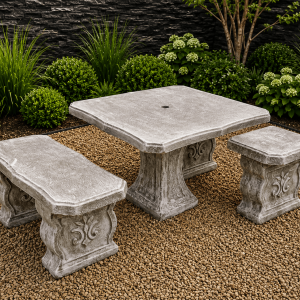 Square Cement Bench Set